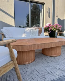 Tavolino da giardino AIROLE 150 cm 70 cm Rattan Marrone