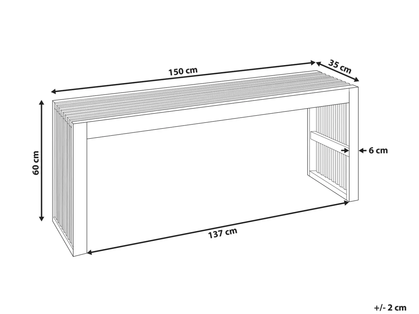 Tavolino da giardino BELLANO 150 cm 35 cm Legno d'acacia Marrone