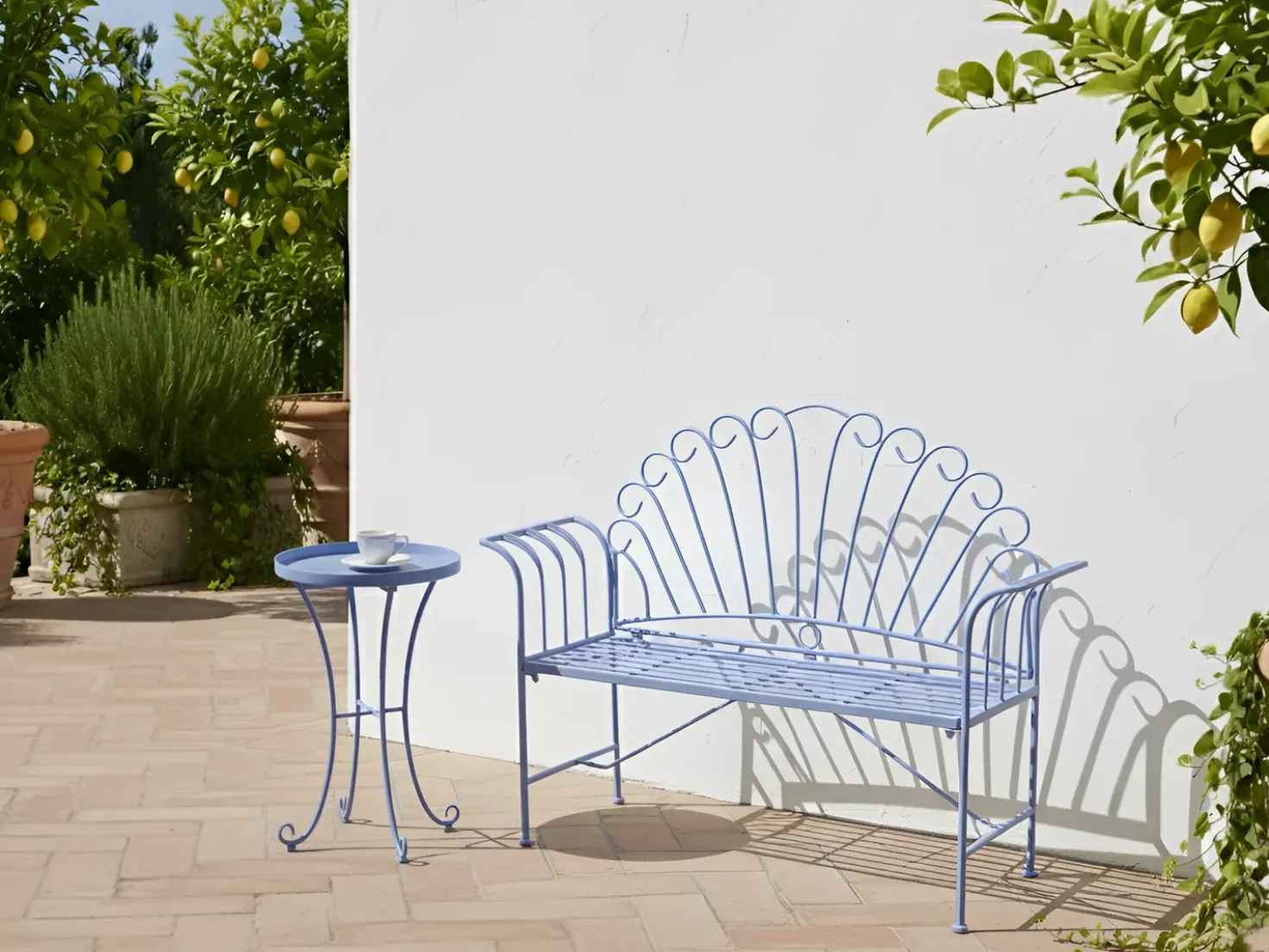 Tavolino da giardino CAVINIA 40 cm 40 cm Metallo Azzurro