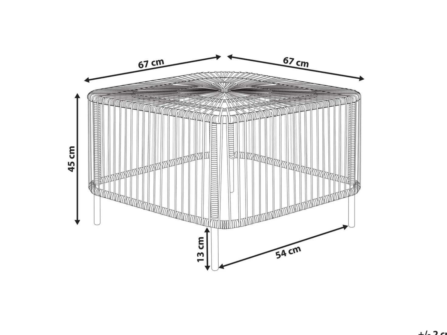 Tavolino da giardino CESENATICO 67 cm 67 cm Rattan Naturale