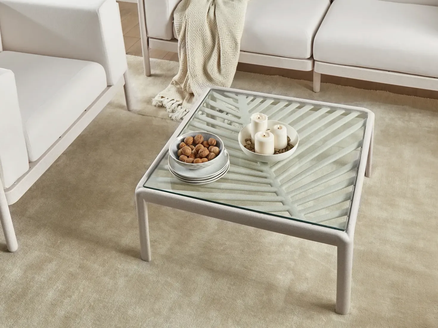 Tavolino da giardino FERRETTI 69 cm 69 cm Beige chiaro