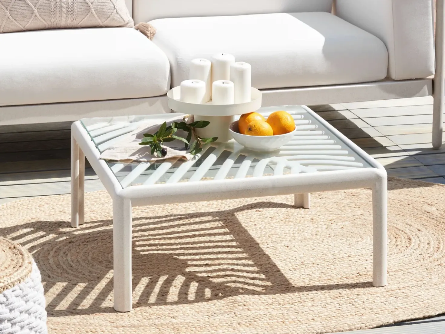 Tavolino da giardino FERRETTI 69 cm 69 cm Beige chiaro