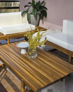 Tavolino da giardino GIAVENO 145 cm 79 cm Legno d'acacia Marrone