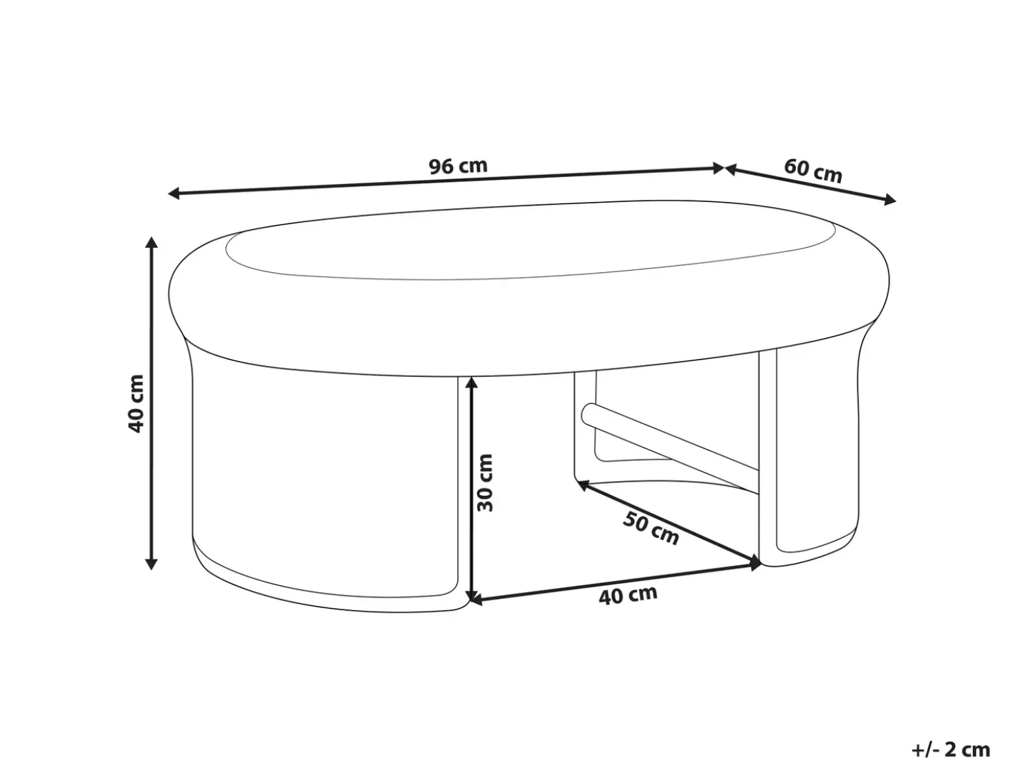 Tavolino da giardino LIVADEIA 60 cm 96 cm Rattan Naturale