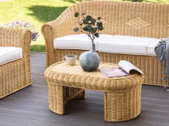 Tavolino da giardino LIVADEIA 60 cm 96 cm Rattan Naturale