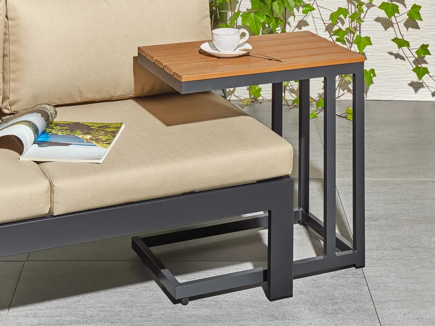 Tavolino da giardino MESSINA 60 cm 35 cm Nero