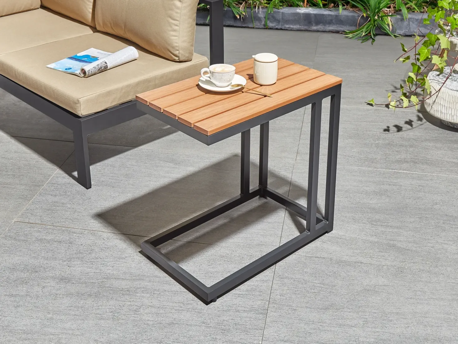Tavolino da giardino MESSINA 60 cm 35 cm Nero