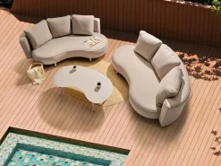 Tavolino da giardino PARORI 65 cm 130 cm Metallo Beige