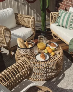 Tavolino da giardino RANDAZZO 85 cm 85 cm Rattan Marrone chiaro