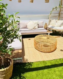 Tavolino da giardino RANDAZZO 85 cm 85 cm Rattan Marrone chiaro