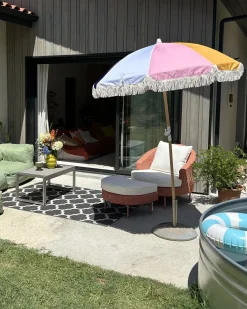 Tavolino da giardino SALERNO 90 cm 50 cm Metallo Grigio chiaro