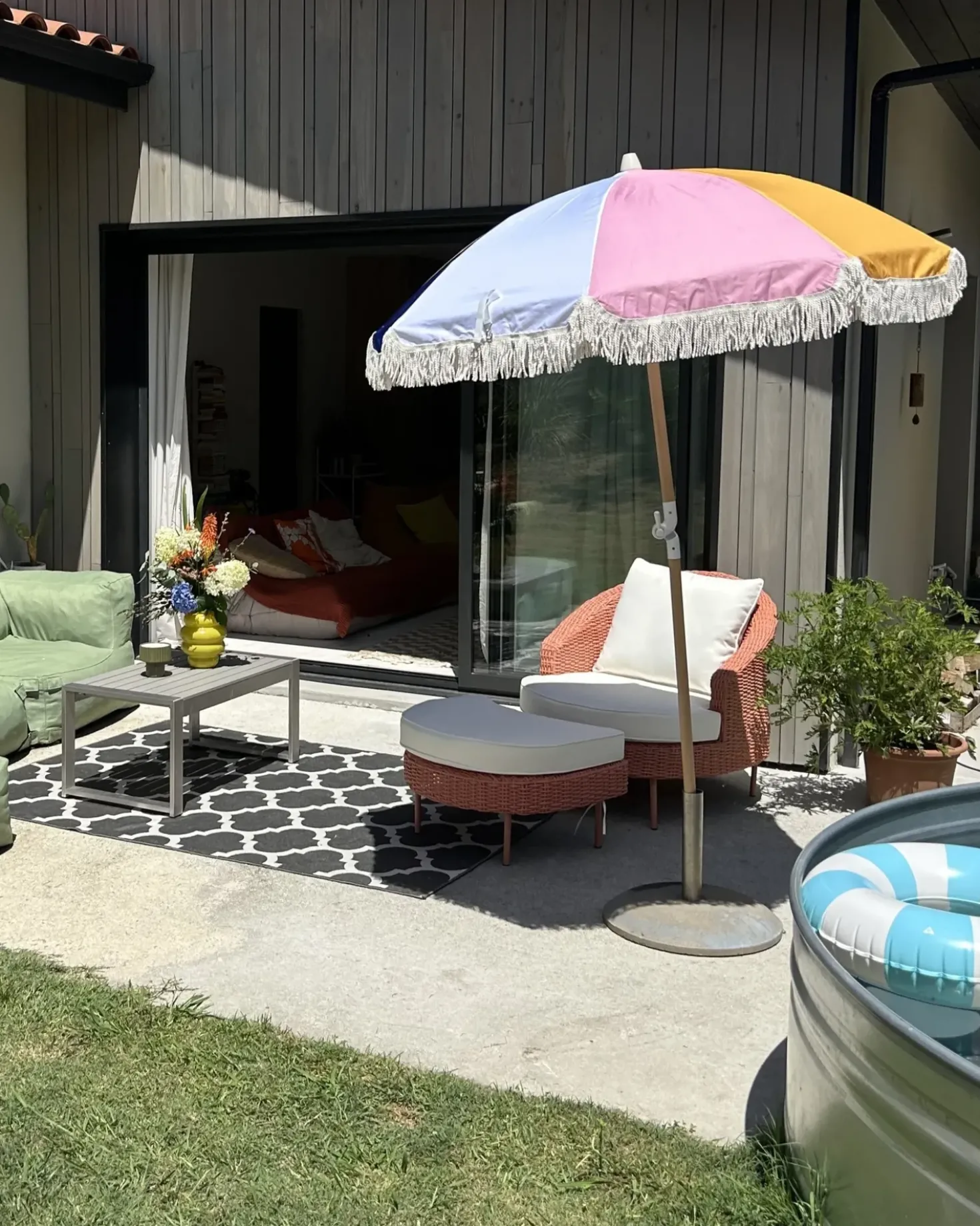 Tavolino da giardino SALERNO 90 cm 50 cm Metallo Grigio chiaro