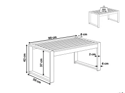 Tavolino da giardino SALERNO 90 cm 50 cm Metallo Grigio chiaro
