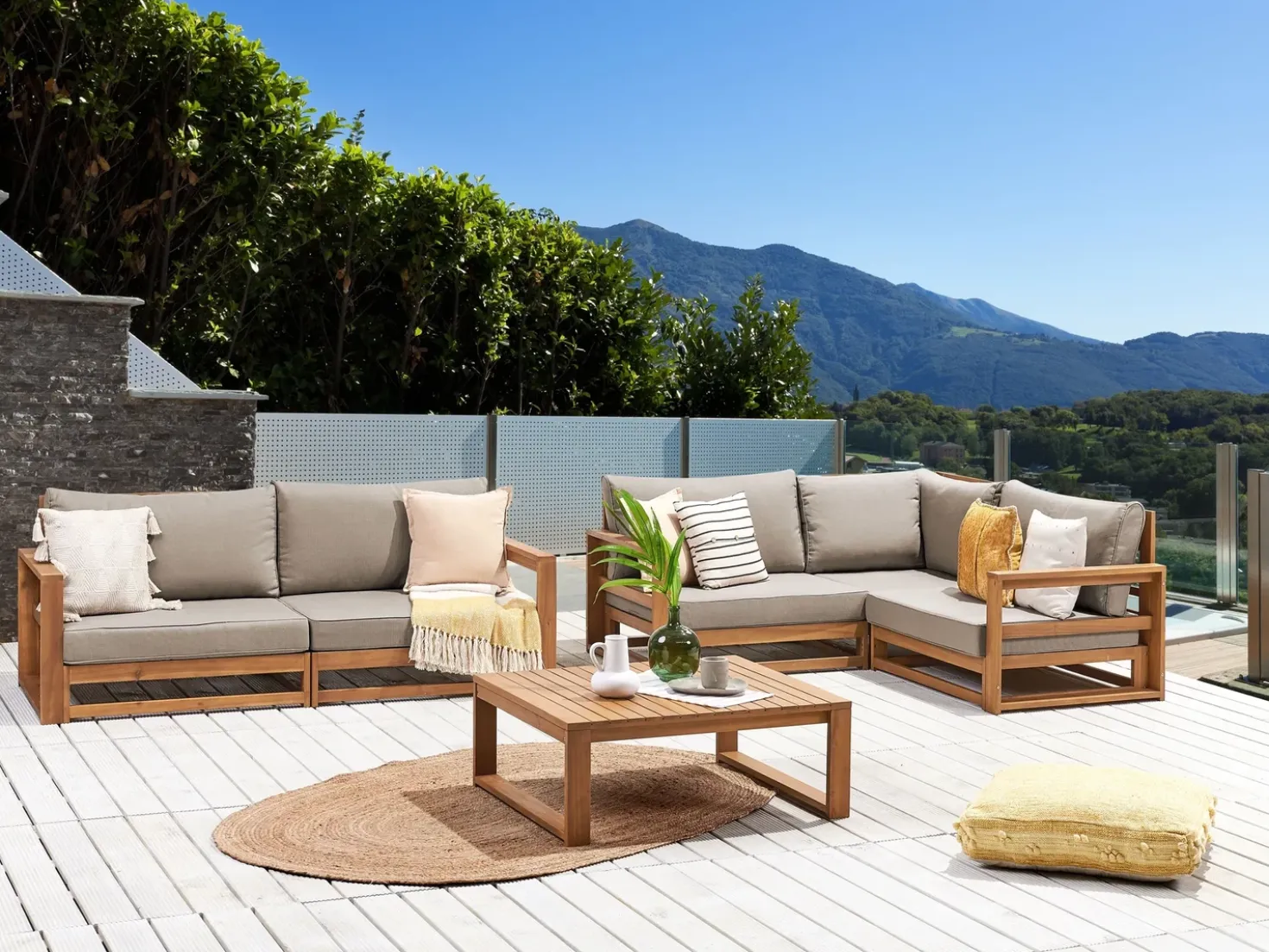 Tavolino da giardino TIMOR 90 cm 75 cm Legno di acacia certificato Marrone chiaro