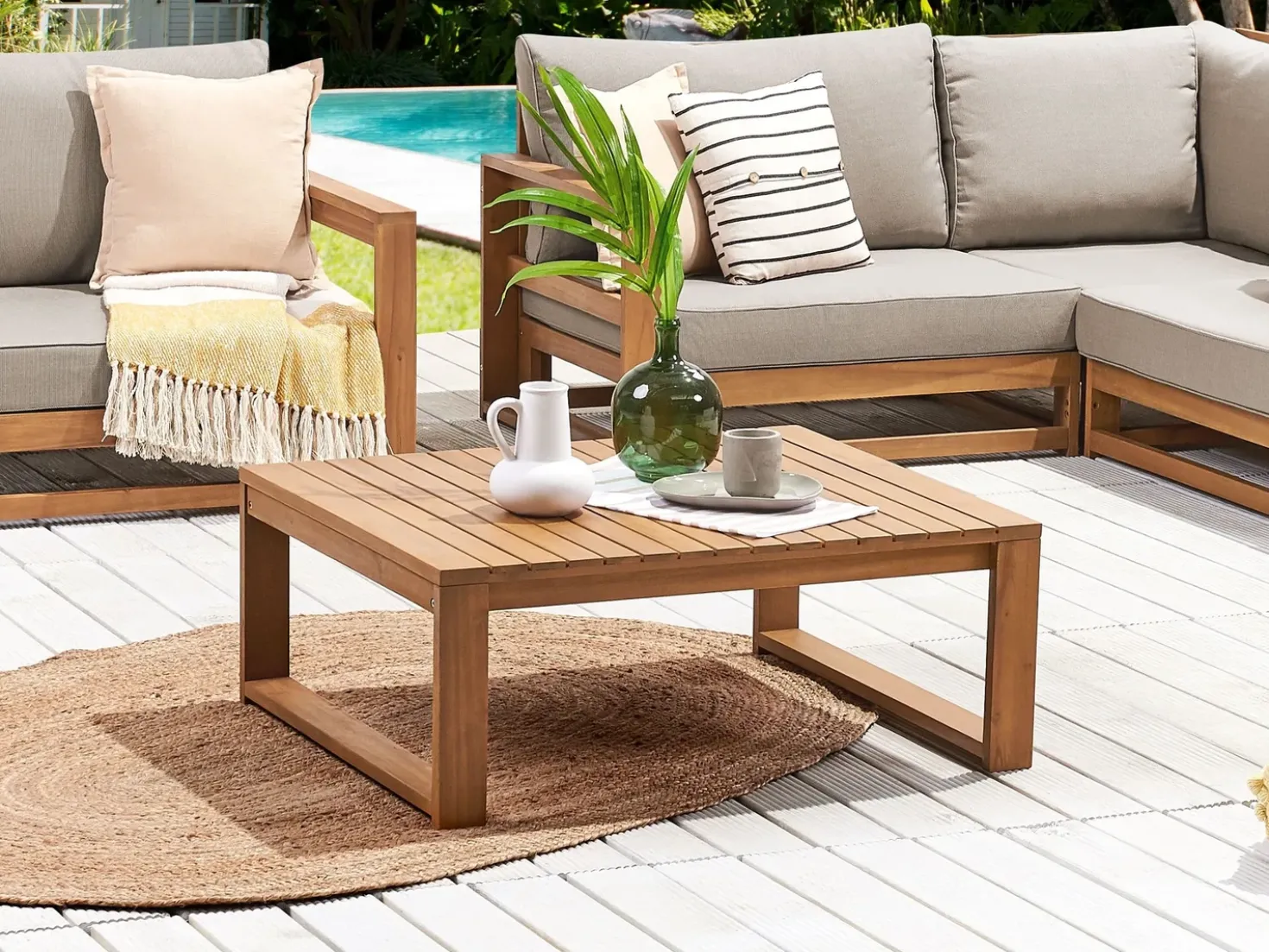 Tavolino da giardino TIMOR 90 cm 75 cm Legno di acacia certificato Marrone chiaro