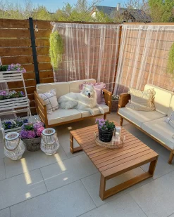 Tavolino da giardino TIMOR 90 cm 75 cm Legno di acacia certificato Marrone chiaro