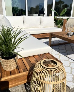 Tavolino da giardino TIMOR 90 cm 75 cm Legno di acacia certificato Marrone chiaro
