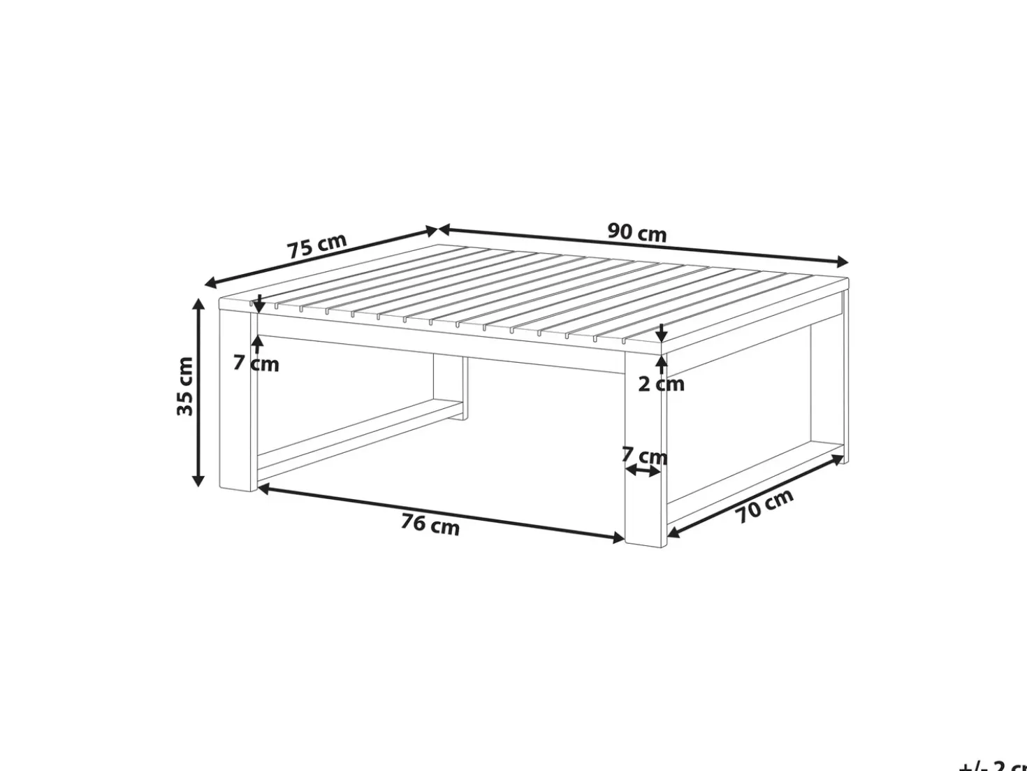 Tavolino da giardino TIMOR 90 cm 75 cm Legno di acacia certificato Marrone chiaro