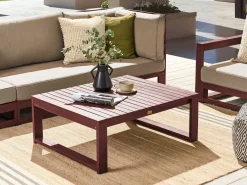 Tavolino da giardino TIMOR 90 cm 75 cm Legno d'acacia Rosso scuro