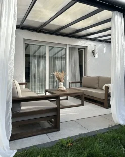 Tavolino da giardino TIMOR 90 cm 75 cm Legno di acacia certificato Marrone scuro