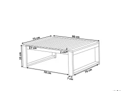 Tavolino da giardino TIMOR 90 cm 75 cm Legno di acacia certificato Marrone scuro