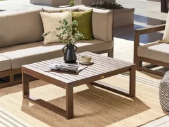 Tavolino da giardino TIMOR 90 cm 75 cm Legno di acacia certificato Marrone scuro
