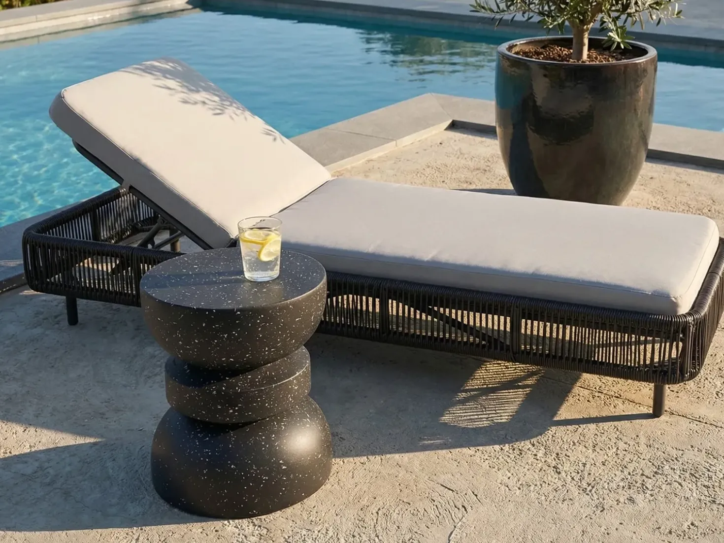 Tavolino FALIRO 37 cm 37 cm Effetto terrazzo Terrazzo Nero