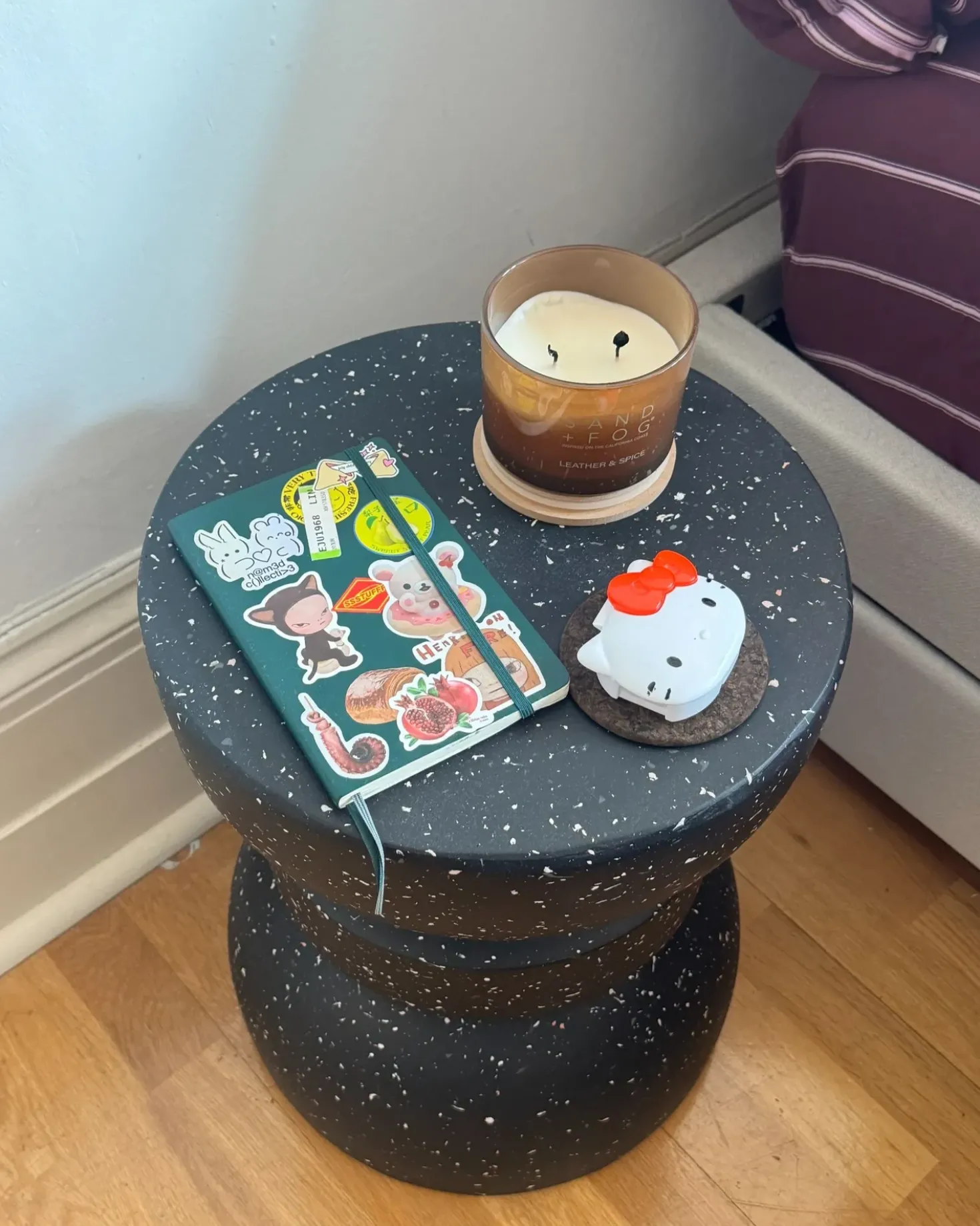 Tavolino FALIRO 37 cm 37 cm Effetto terrazzo Terrazzo Nero