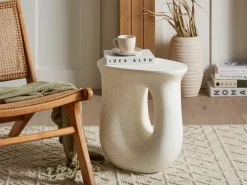 Tavolino IDRO 42 cm 28 cm Effetto terrazzo Terrazzo Bianco