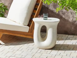 Tavolino IDRO 42 cm 28 cm Effetto terrazzo Terrazzo Bianco