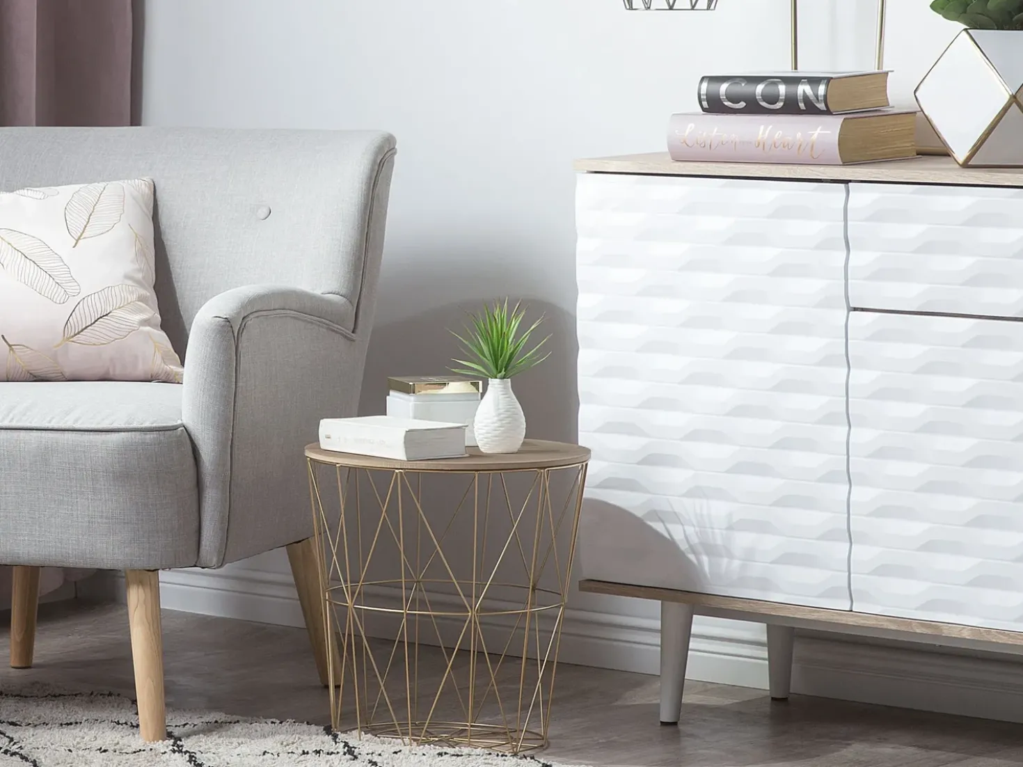 Tavolino LANARK Oro con contenitore