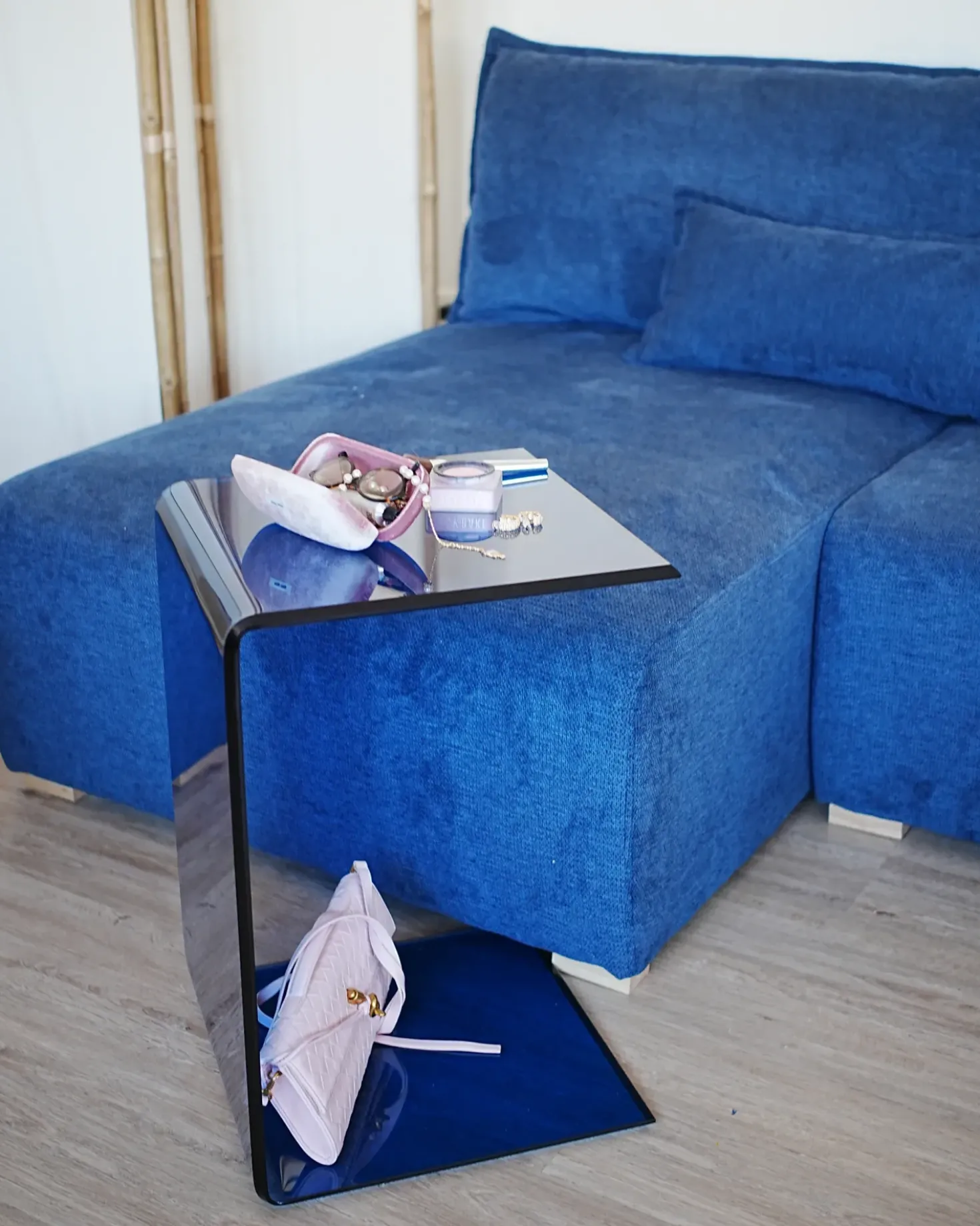 Tavolino LOURDES Vetro temperato Blu