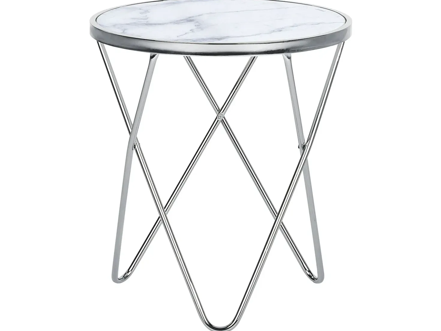 Tavolino MERIDIAN Vetro temperato Marmo/Argento