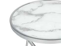 Tavolino MERIDIAN Vetro temperato Marmo/Argento