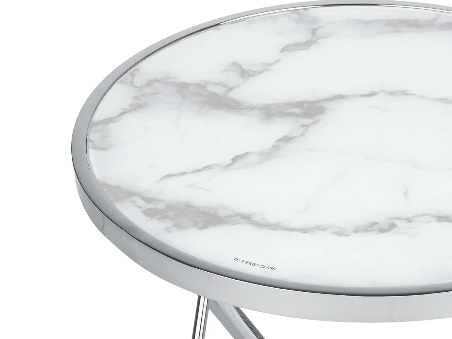 Tavolino MERIDIAN Vetro temperato Marmo/Argento