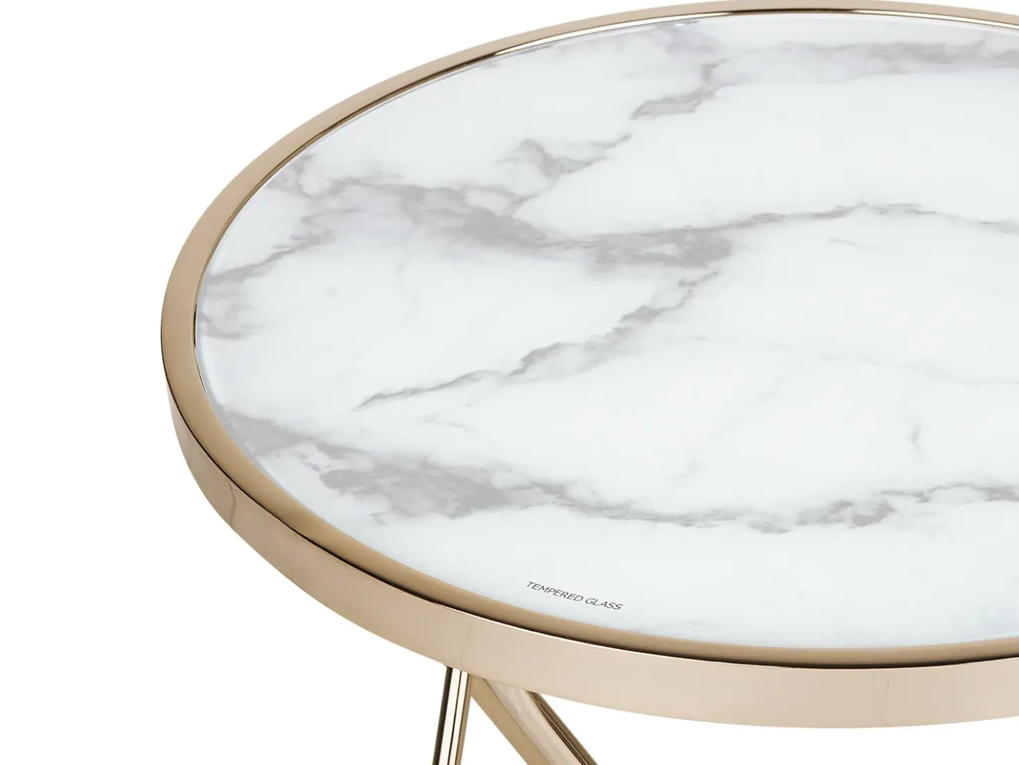 Tavolino MERIDIAN Vetro temperato Marmo/Oro
