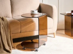 Tavolino MINTO Vetro temperato Marrone con ruote