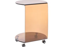 Tavolino MINTO Vetro temperato Marrone con ruote
