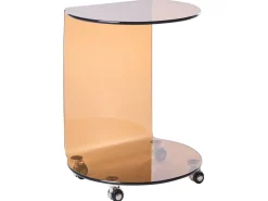 Tavolino MINTO Vetro temperato Marrone con ruote