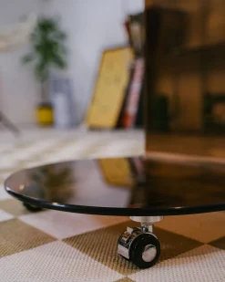 Tavolino MINTO Vetro temperato Marrone con ruote