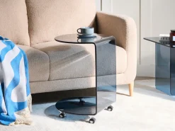 Tavolino MINTO Vetro temperato Blu con ruote