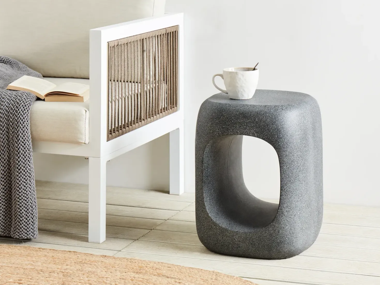 Tavolino PELMO 33 cm 33 cm Effetto marmo Grigio