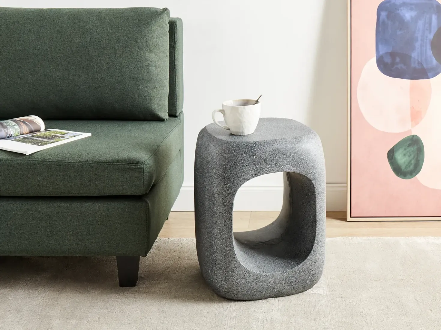 Tavolino PELMO 33 cm 33 cm Effetto marmo Grigio