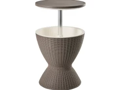 Tavolino portaghiaccio AISA 49 cm 49 cm Simil legno Marrone