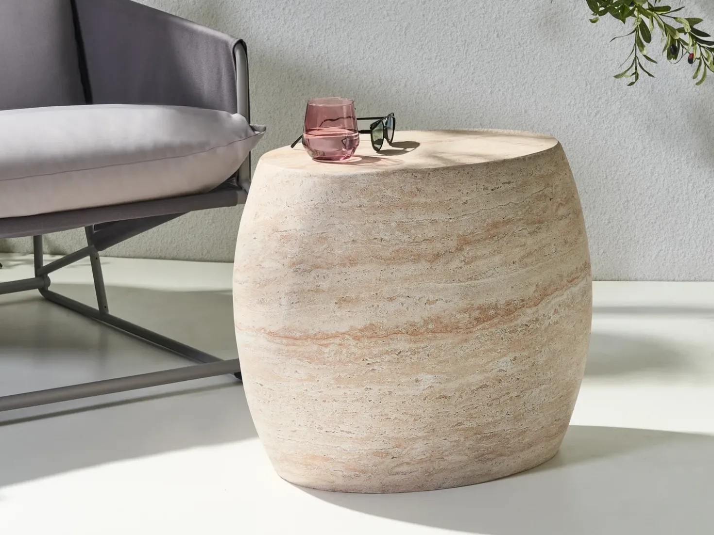 Tavolino RICADI 40 cm 58 cm Effetto travertino