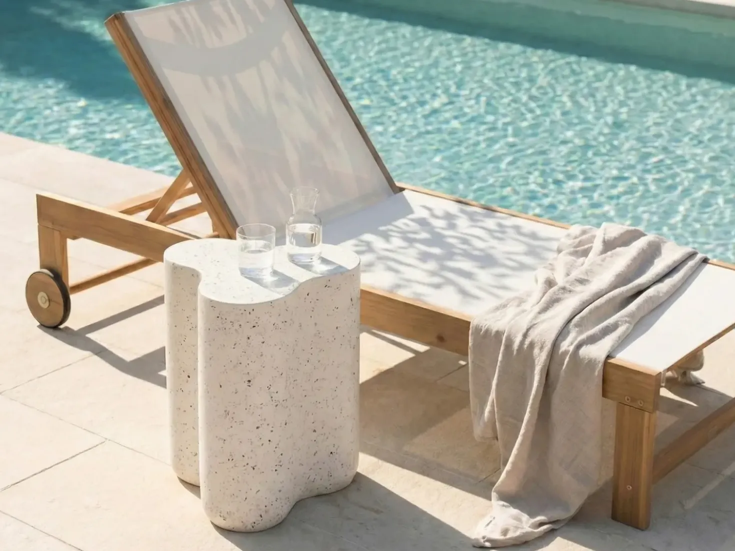 Tavolino TELLARO 32 cm 37 cm Effetto terrazzo Terrazzo Bianco
