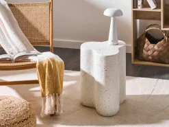 Tavolino TELLARO 32 cm 37 cm Effetto terrazzo Terrazzo Bianco