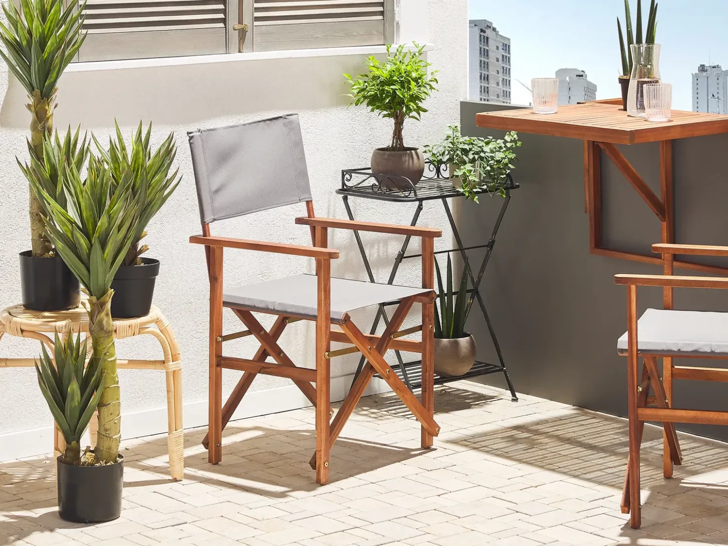 Tavolo da balcone UDINE 70 cm 69 cm Legno d'acacia Marrone
