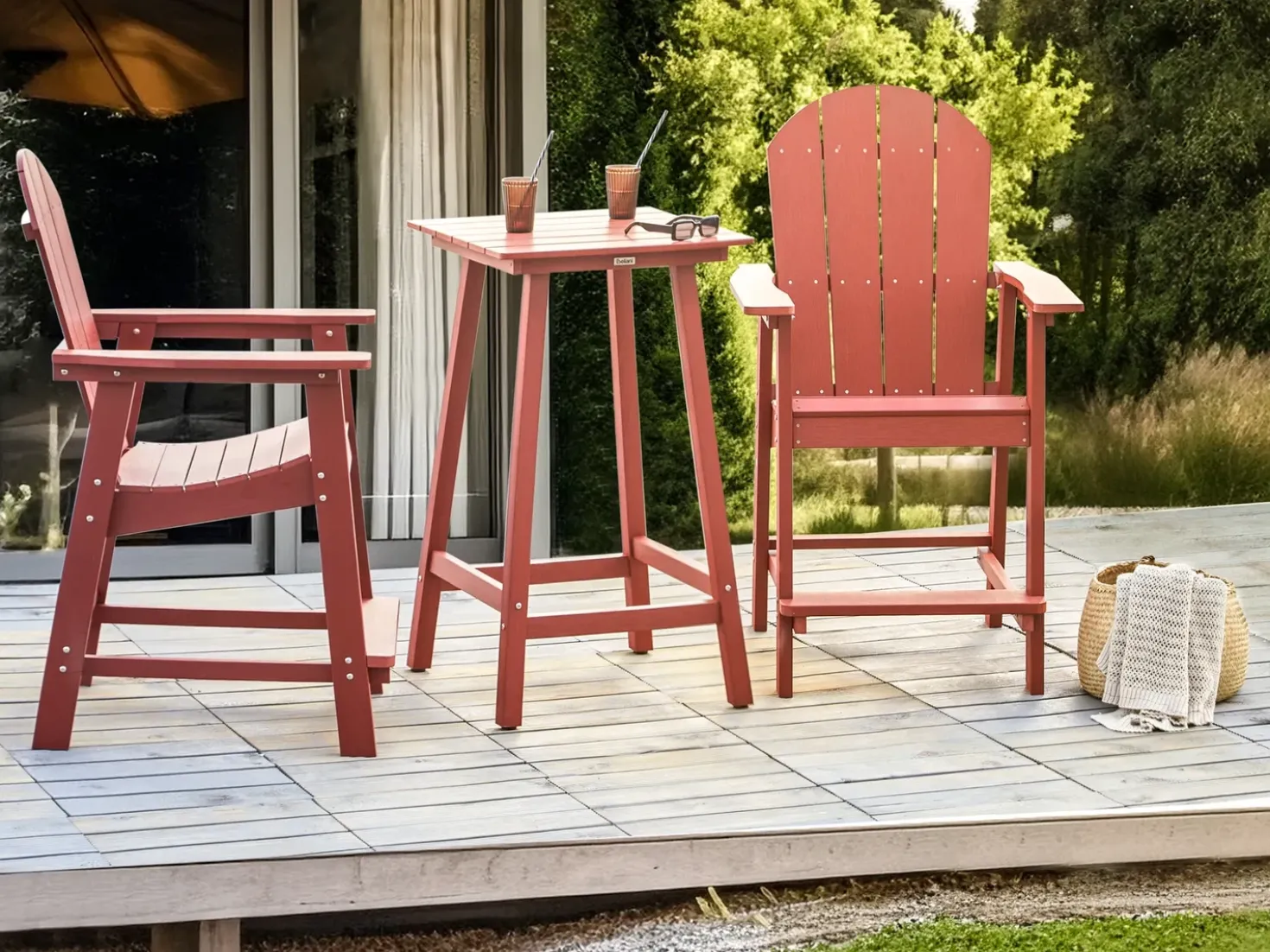 Tavolo da bar da giardino ADIRONDACK 60 cm 59 cm Materiale sintetico Rosso