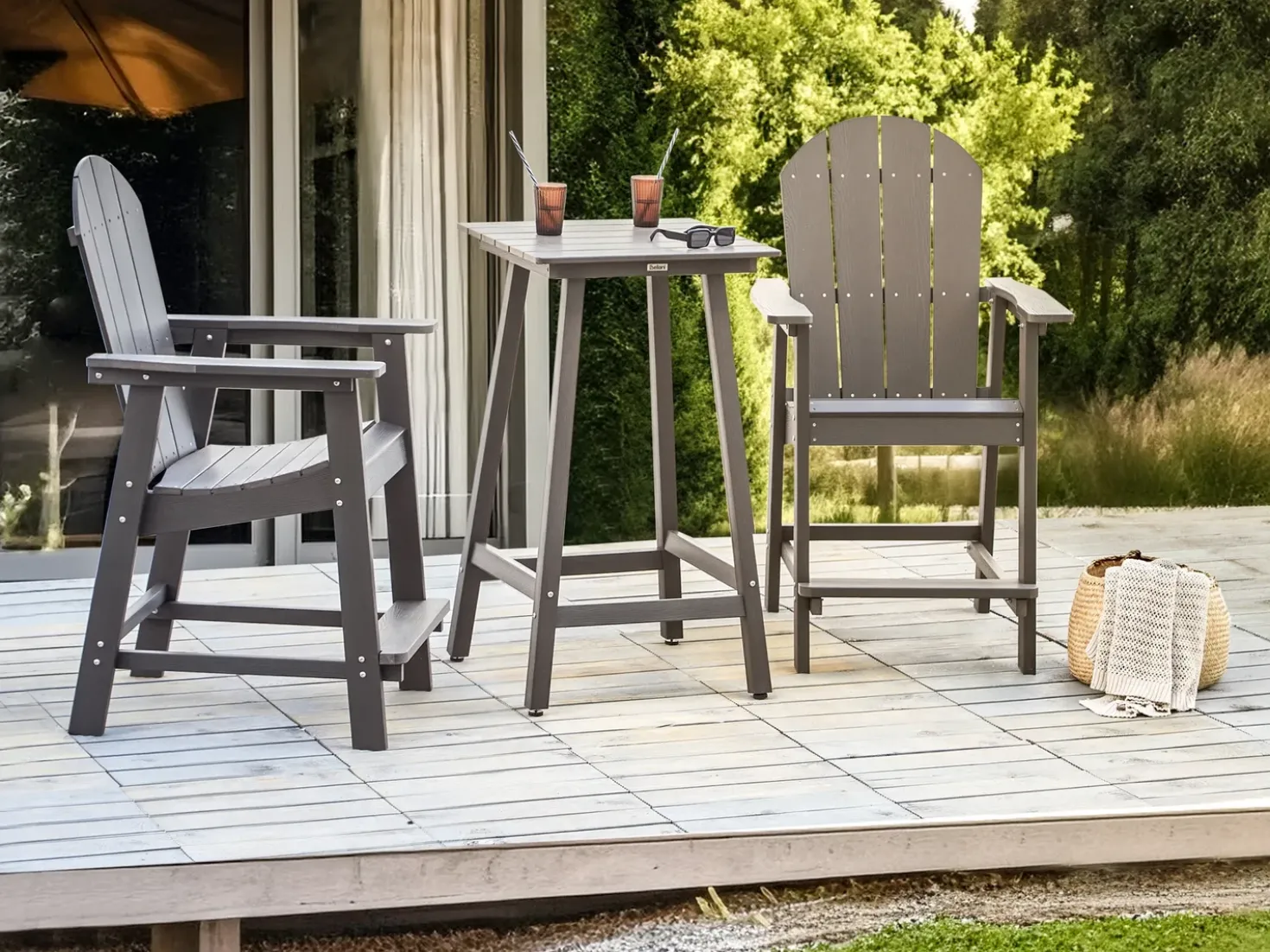 Tavolo da bar da giardino ADIRONDACK 60 cm 59 cm Materiale sintetico Grigio scuro